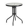 Flash Furniture 3PC Patio Set-23.75RD Glass Table, 2 Black Chairs TLH-0701303C-GG